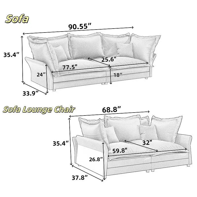 Modern Comfy Upholstered Sofa Cloud Couch