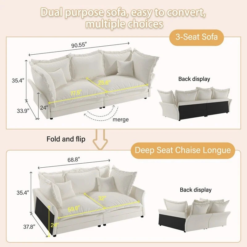 Modern Comfy Upholstered Sofa Cloud Couch