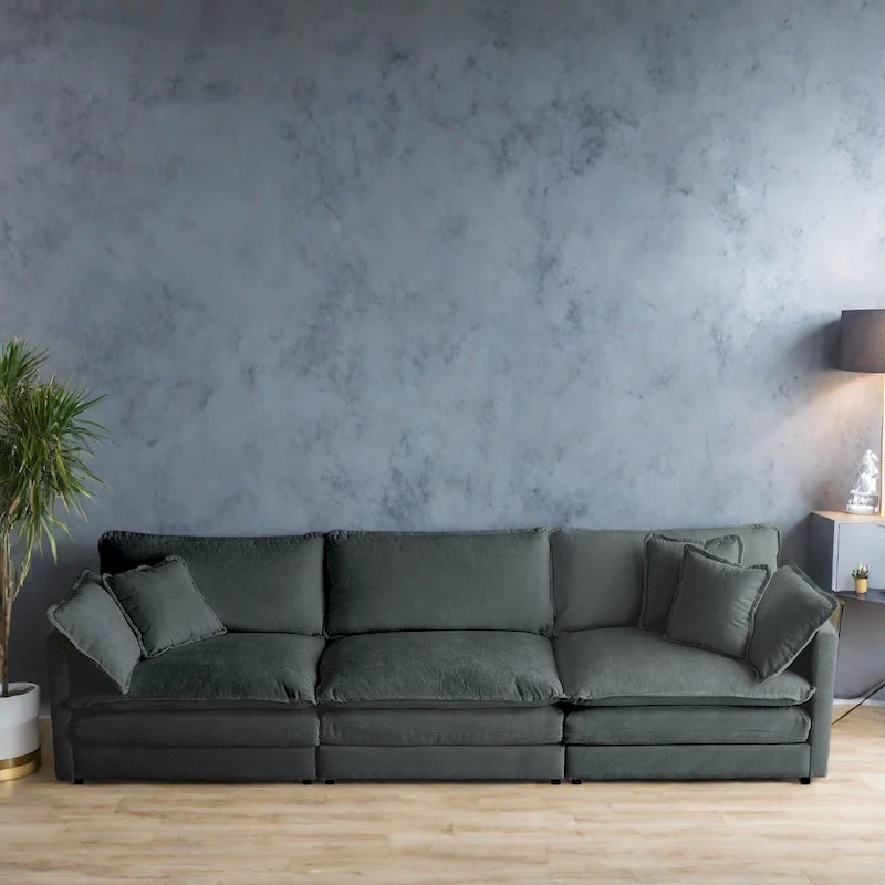 111.5 Chenille 4-Seater Sofa with Customizable Configurations and Premium Comfort