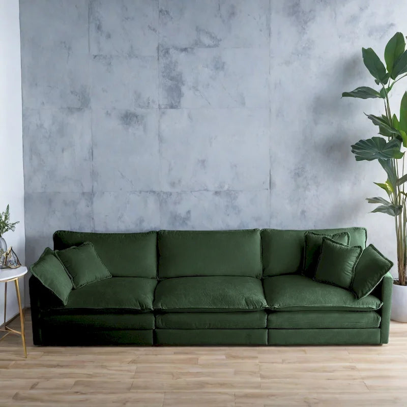 111.5 Chenille 4-Seater Sofa with Customizable Configurations and Premium Comfort