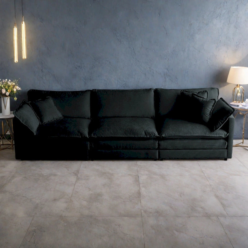 111.5 Chenille 4-Seater Sofa with Customizable Configurations and Premium Comfort