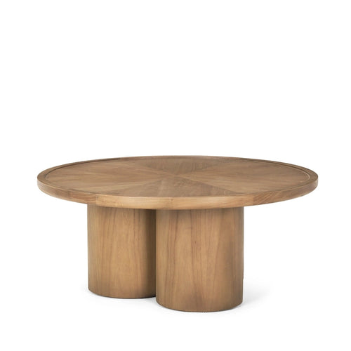 39 Natural Solid Wood Round Pedestal Coffee Table - 39.25' X '16.5' X '39.25