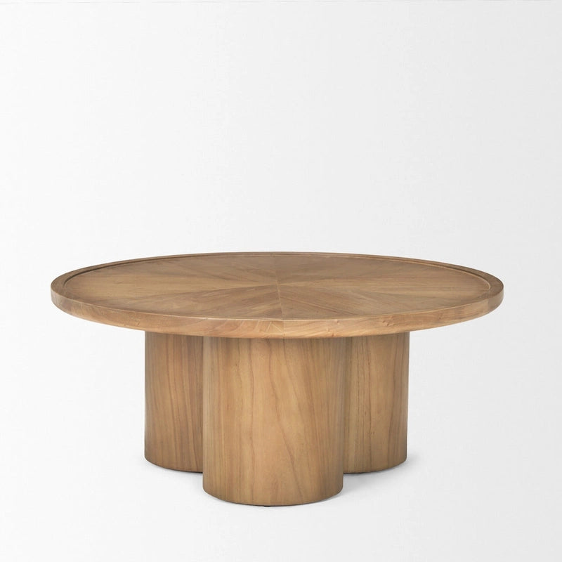 39 Natural Solid Wood Round Pedestal Coffee Table - 39.25' X '16.5' X '39.25