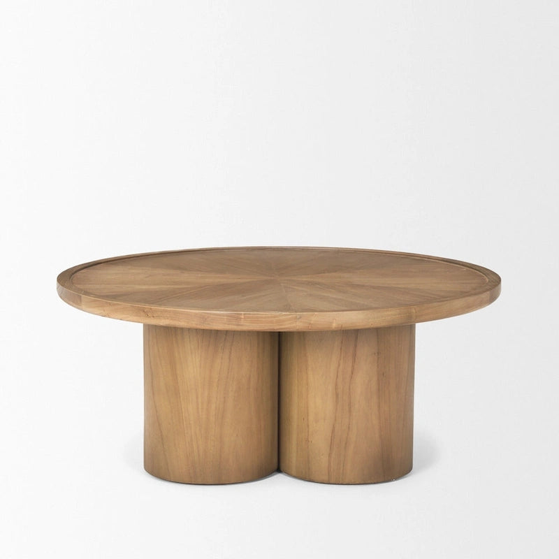 39 Natural Solid Wood Round Pedestal Coffee Table - 39.25' X '16.5' X '39.25