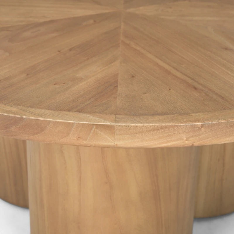 39 Natural Solid Wood Round Pedestal Coffee Table - 39.25' X '16.5' X '39.25