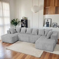 Modern 130 Corduroy Fabric U-shaped Sectional Sofa with Reversible Design for Living Room