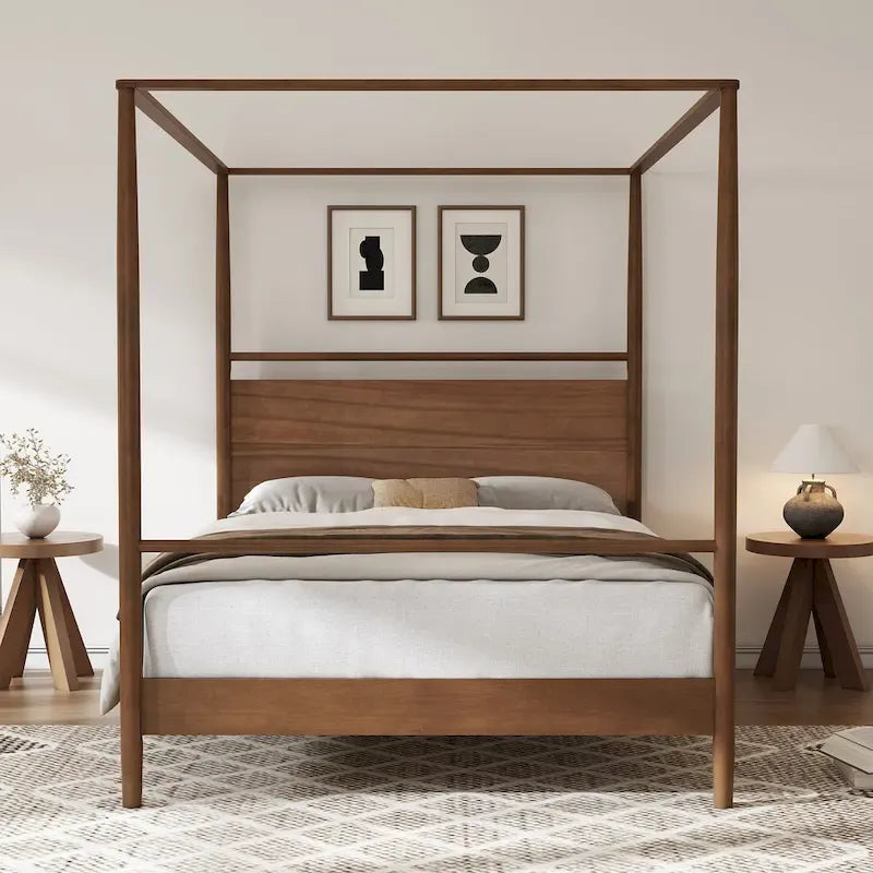 Solid Wood Canopy Platform Bed