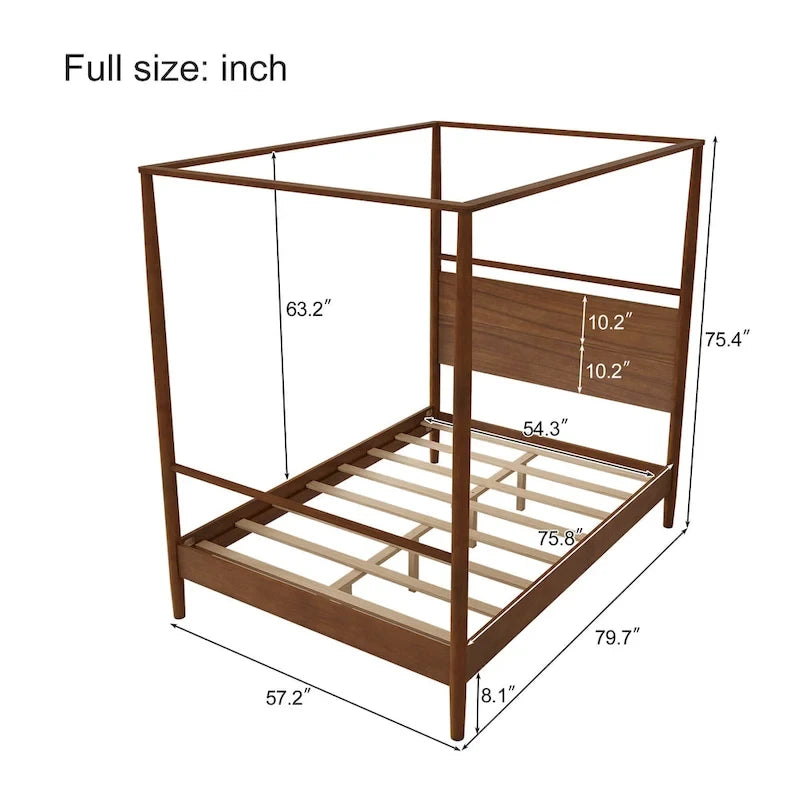 Solid Wood Canopy Platform Bed