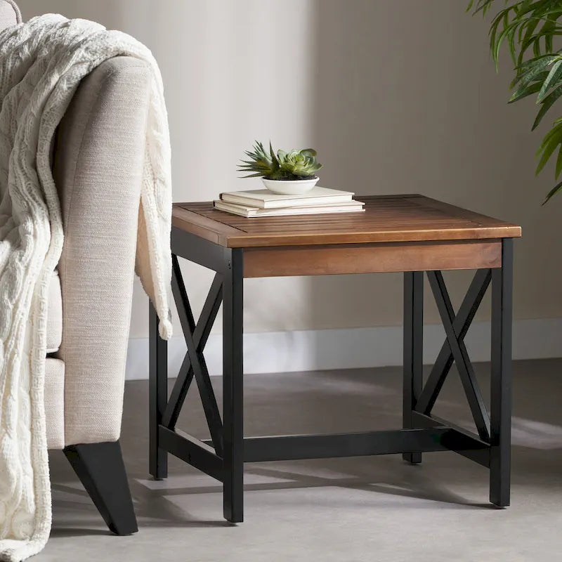 Christopher Knight Home Shammai Square Farmhouse Acacia End Table - 19.75D x 19.75W x 18.75H