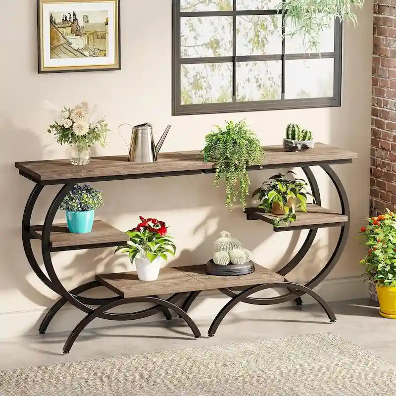 Industrial 3-Tier Small Side Table for Couch