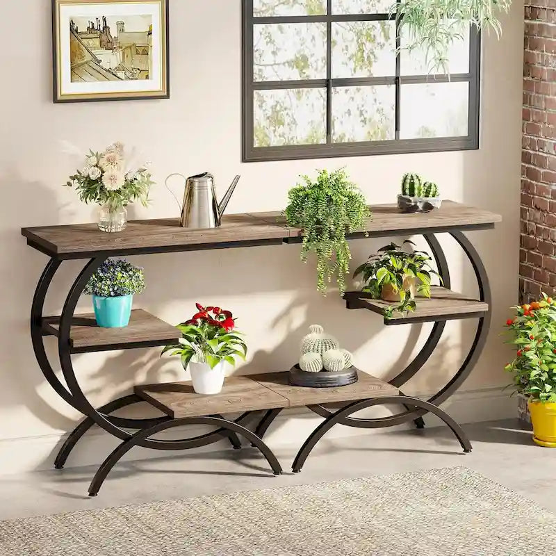Industrial 3-Tier Small Side Table for Couch