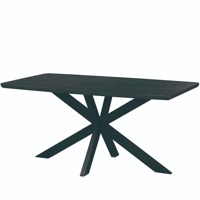 63 Rectangular Dining Table with MDF Tabletop & X-Cross Geometric Metal Base for Home Kitchen Dining Room
