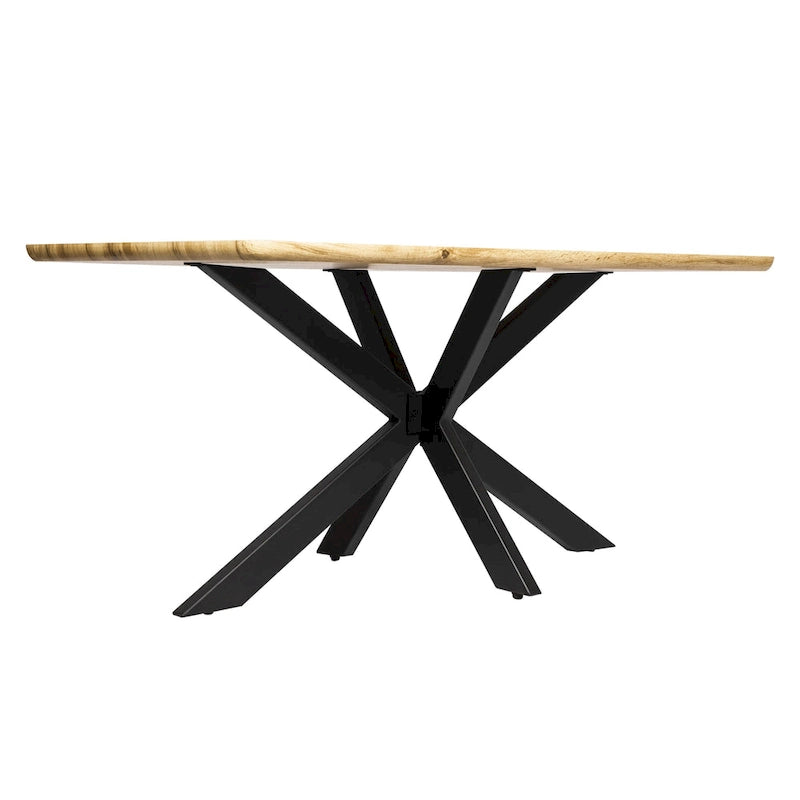 63 Rectangular Dining Table with MDF Tabletop & X-Cross Geometric Metal Base for Home Kitchen Dining Room