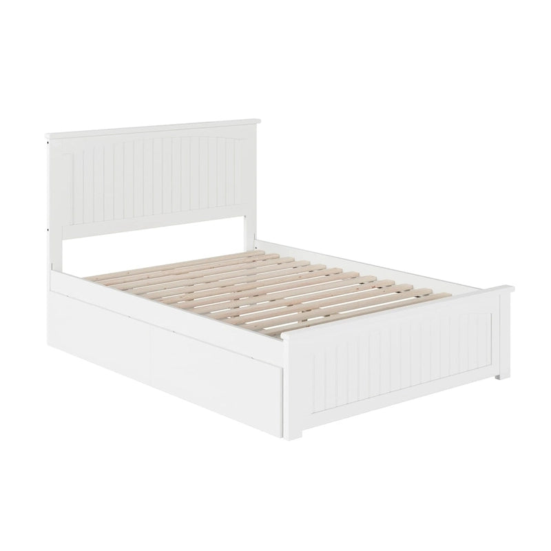 Full Platform Bed with 2 Bed Drawers in White