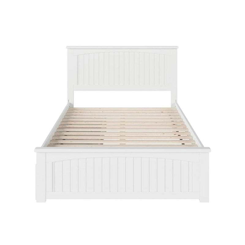 Full Platform Bed with 2 Bed Drawers in White