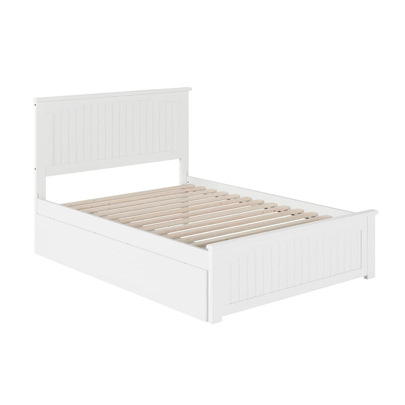 Full Platform Bed with 2 Bed Drawers in White