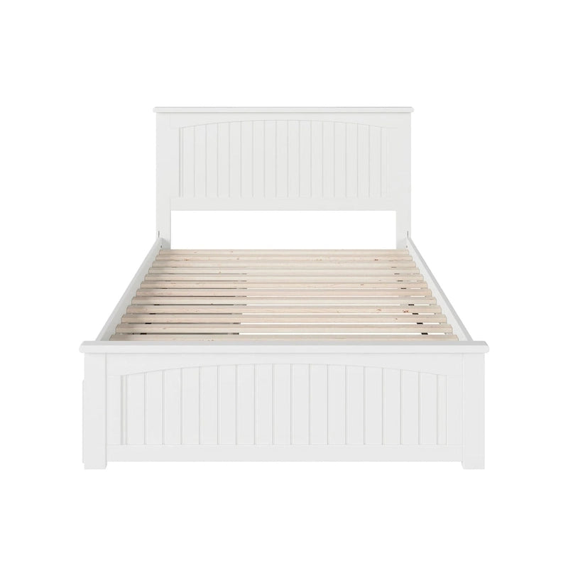 Full Platform Bed with 2 Bed Drawers in White