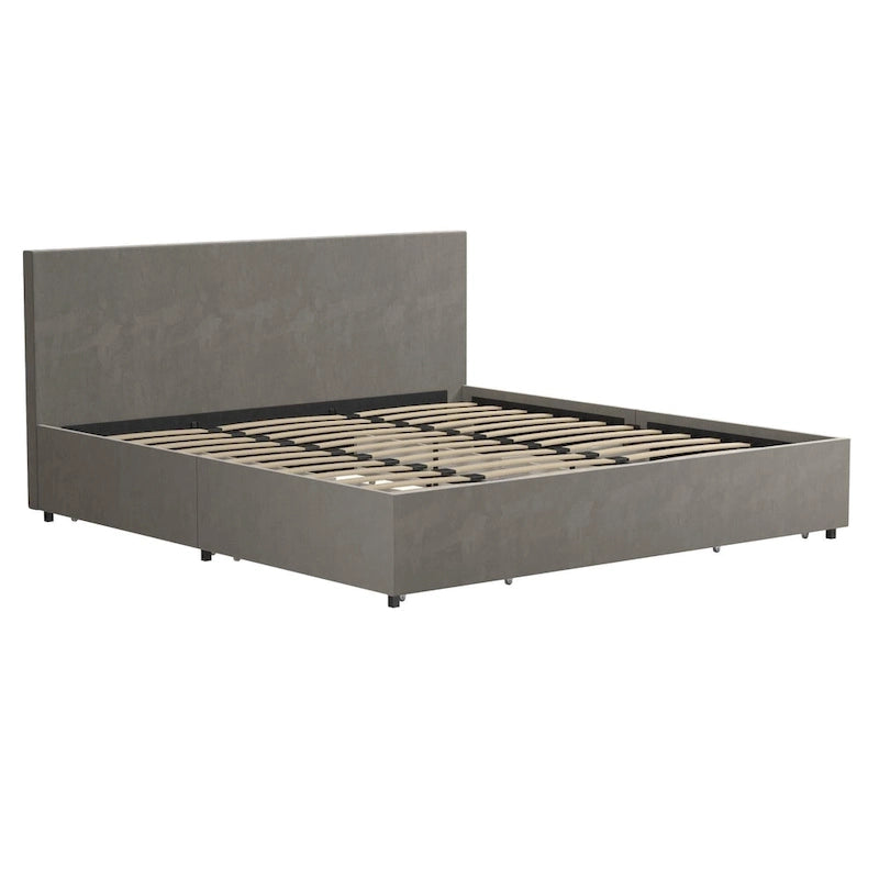 Upholstered Bed with Storage Drawers