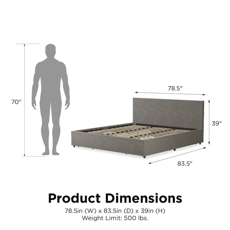 Upholstered Bed with Storage Drawers