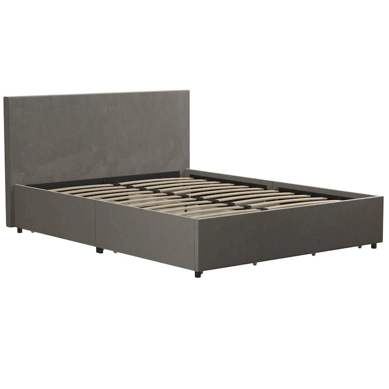 Upholstered Bed with Storage Drawers