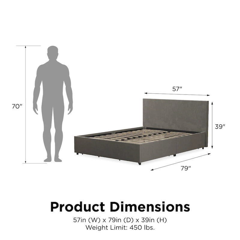Upholstered Bed with Storage Drawers