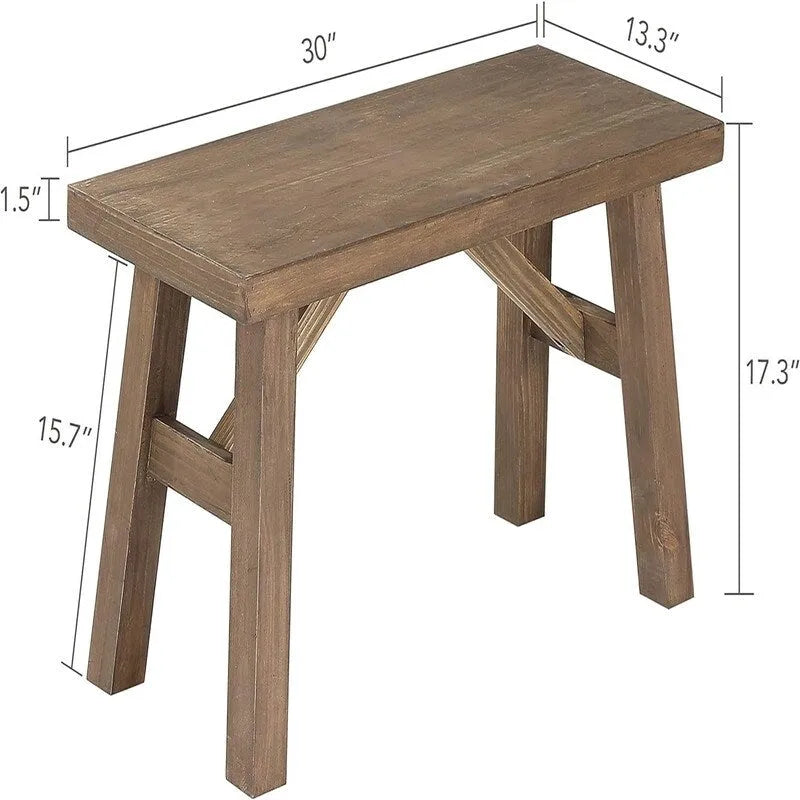 Wood Bench - 13.3D x 30W x 17.3H