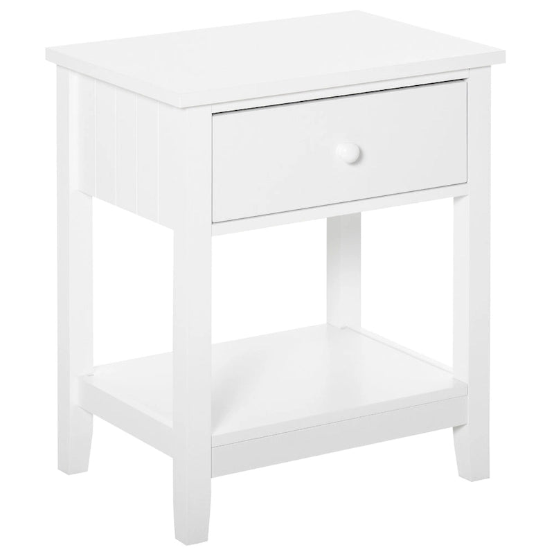 Modern Style Bedside End Table with Drawer and Storage Shelf for Bedroom, or Living Room - 19.75x13.75x23.5