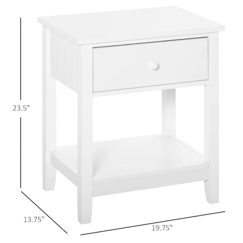 Modern Style Bedside End Table with Drawer and Storage Shelf for Bedroom, or Living Room - 19.75x13.75x23.5