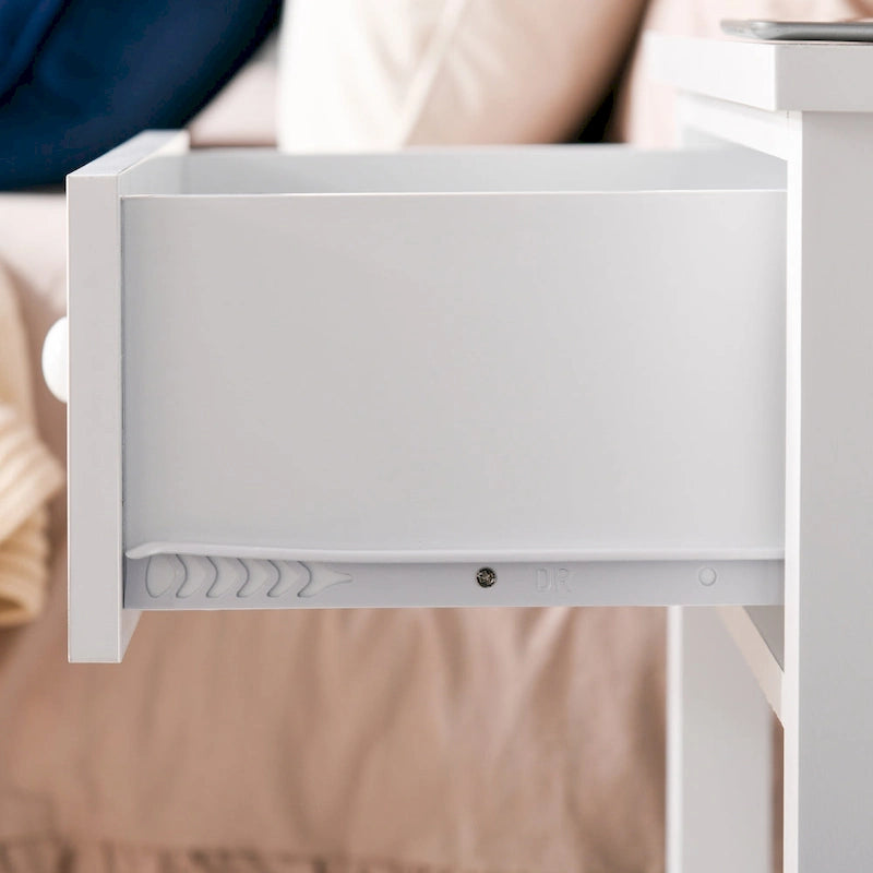 Modern Style Bedside End Table with Drawer and Storage Shelf for Bedroom, or Living Room - 19.75x13.75x23.5