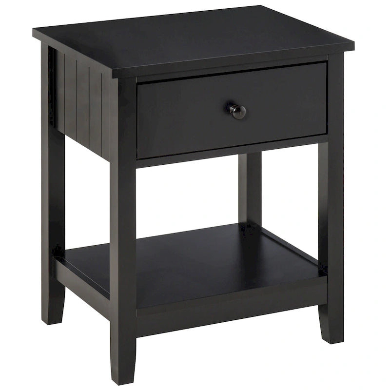 Modern Style Bedside End Table with Drawer and Storage Shelf for Bedroom, or Living Room - 19.75x13.75x23.5