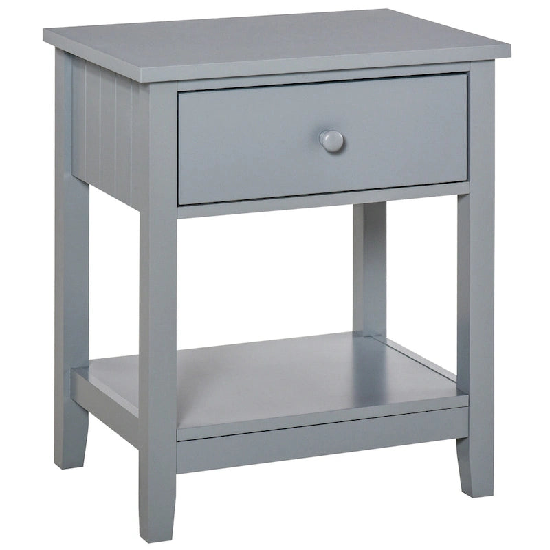 Modern Style Bedside End Table with Drawer and Storage Shelf for Bedroom, or Living Room - 19.75x13.75x23.5