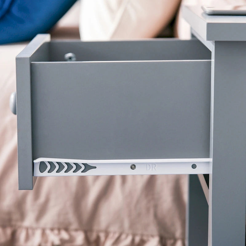 Modern Style Bedside End Table with Drawer and Storage Shelf for Bedroom, or Living Room - 19.75x13.75x23.5