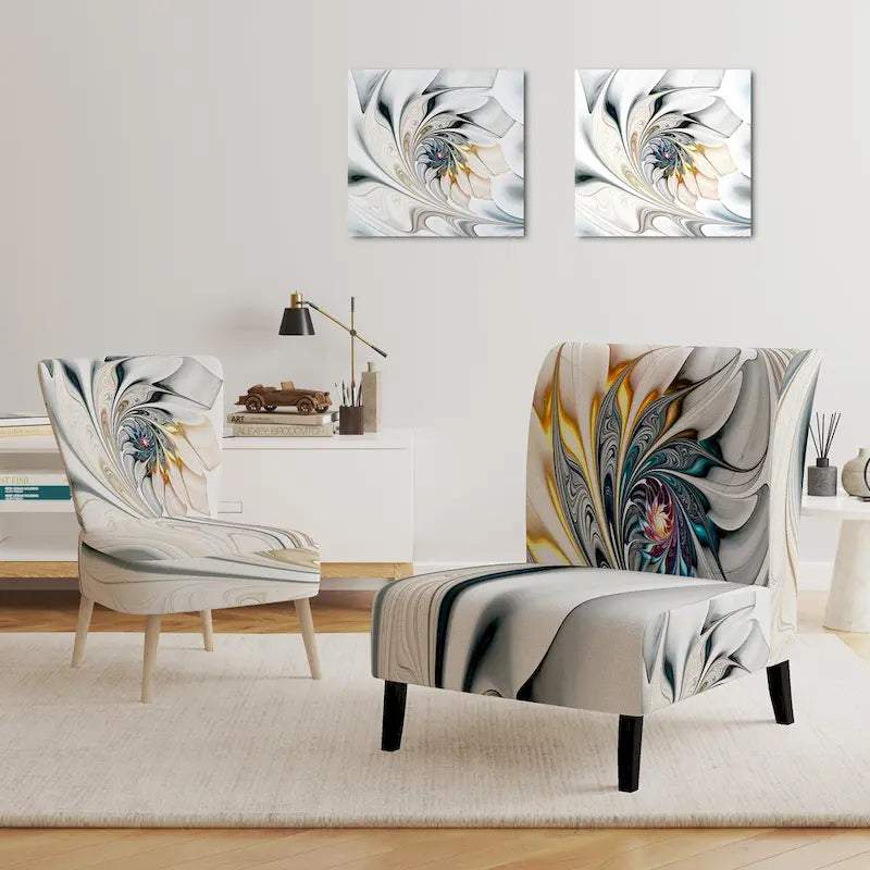 'White Stained Glass Floral' Upholstered Floral Accent Chair
