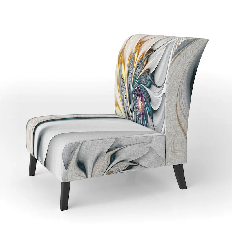 'White Stained Glass Floral' Upholstered Floral Accent Chair