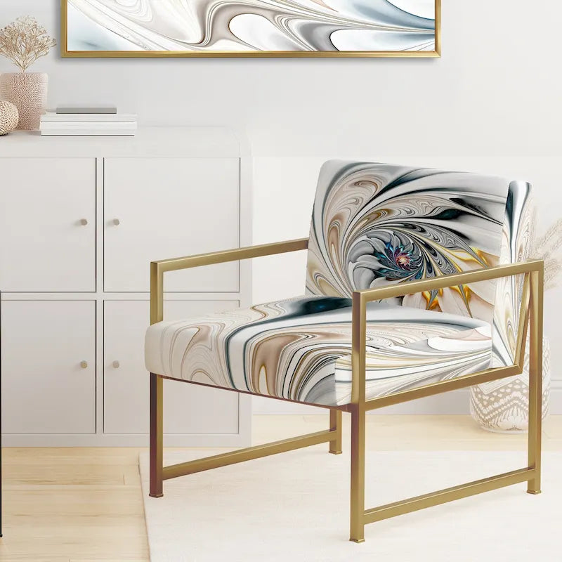 'White Stained Glass Floral' Upholstered Floral Accent Chair