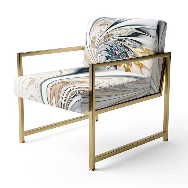 'White Stained Glass Floral' Upholstered Floral Accent Chair