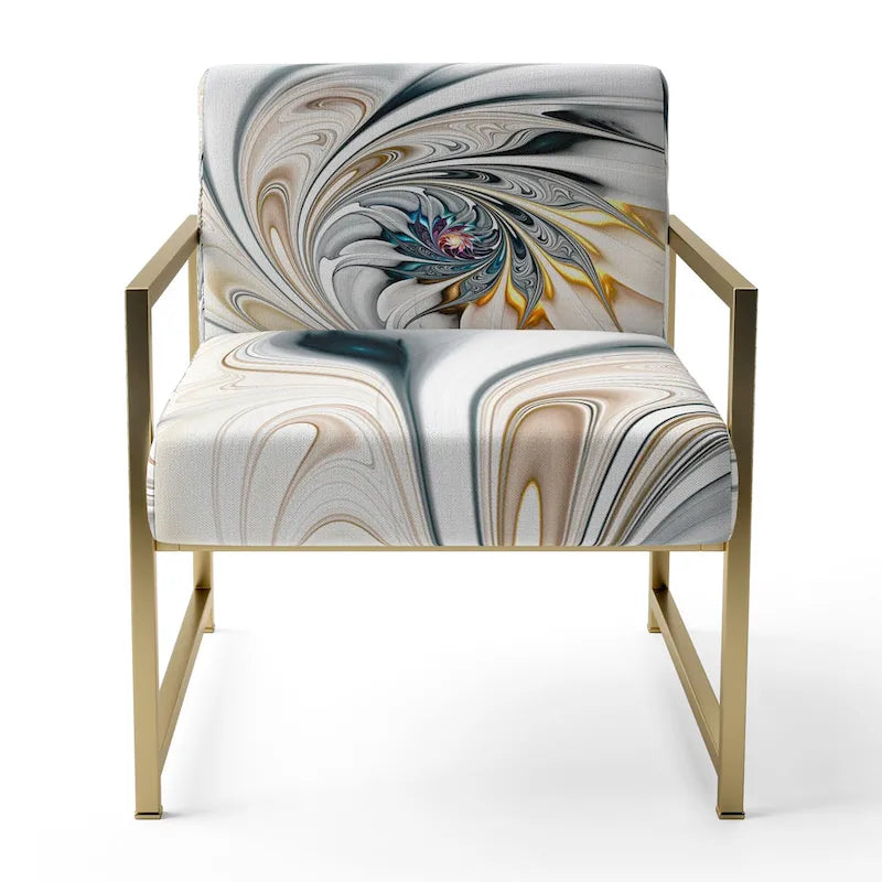 'White Stained Glass Floral' Upholstered Floral Accent Chair