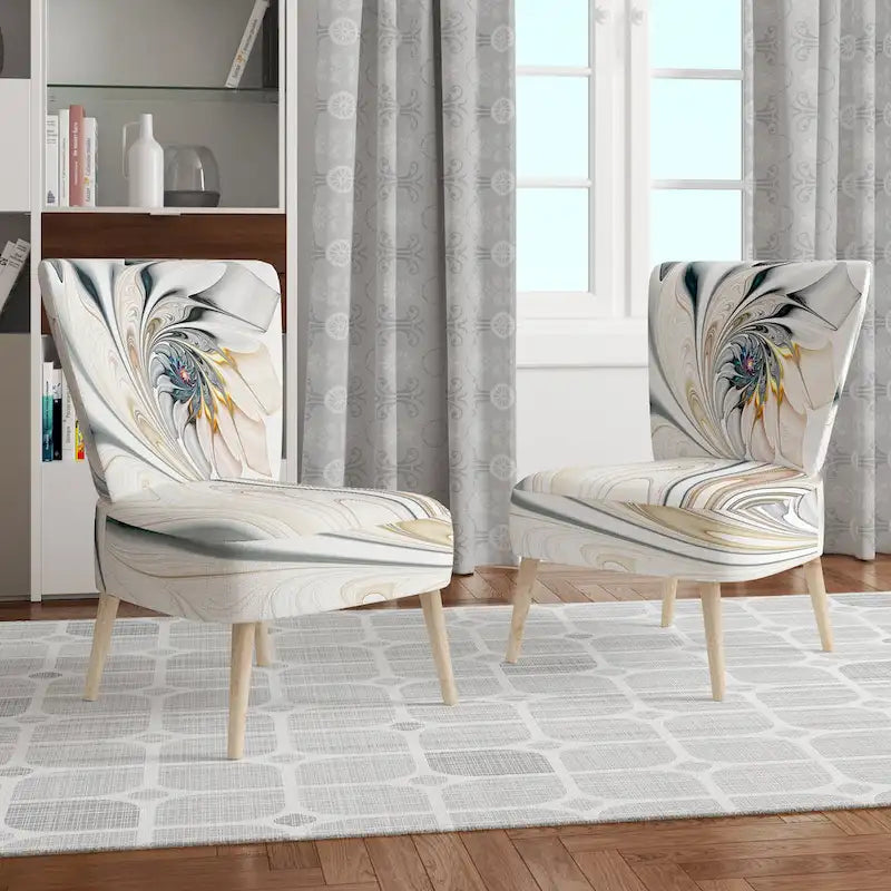 'White Stained Glass Floral' Upholstered Floral Accent Chair
