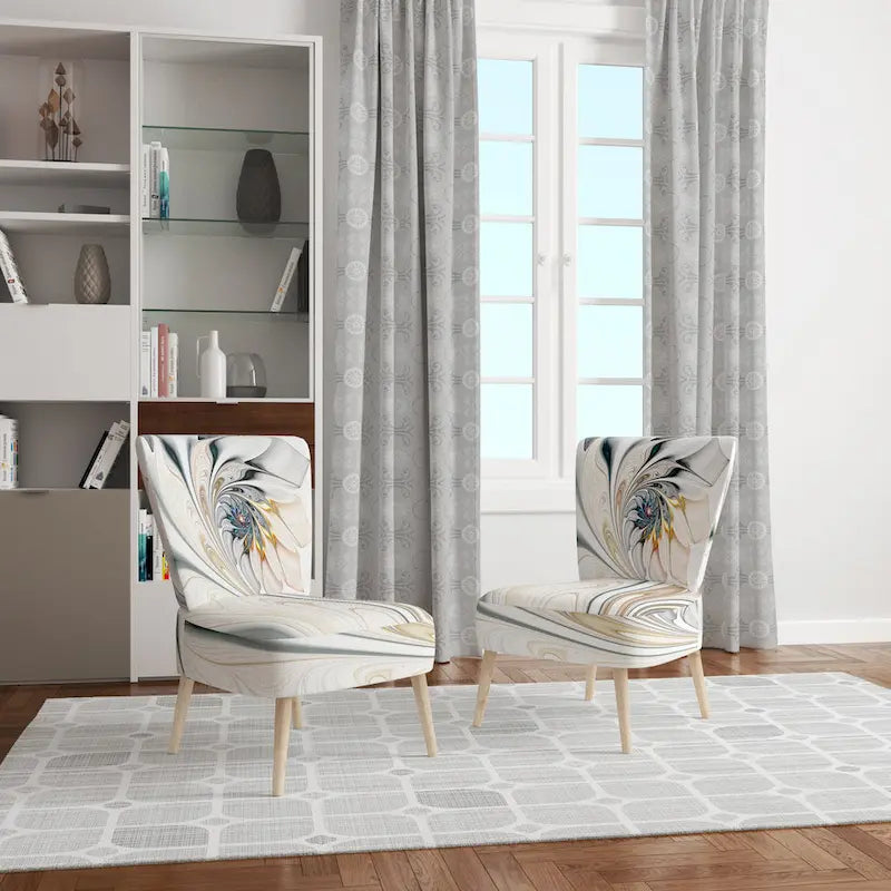 'White Stained Glass Floral' Upholstered Floral Accent Chair