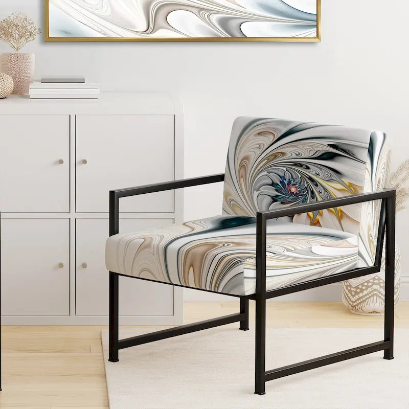 'White Stained Glass Floral' Upholstered Floral Accent Chair