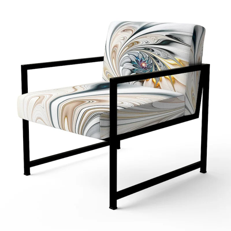 'White Stained Glass Floral' Upholstered Floral Accent Chair