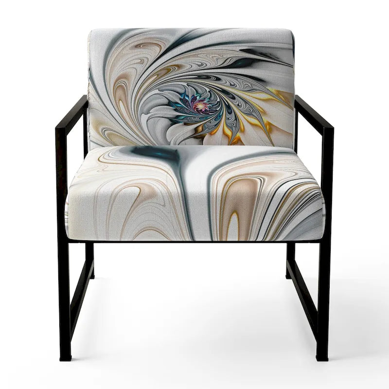 'White Stained Glass Floral' Upholstered Floral Accent Chair