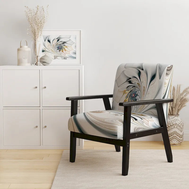 'White Stained Glass Floral' Upholstered Floral Accent Chair