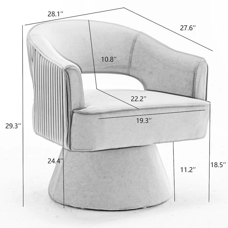 Modren Velvet 360 Degree Swivel Accent Arm Barrel Chair Set of 2 for Living Room