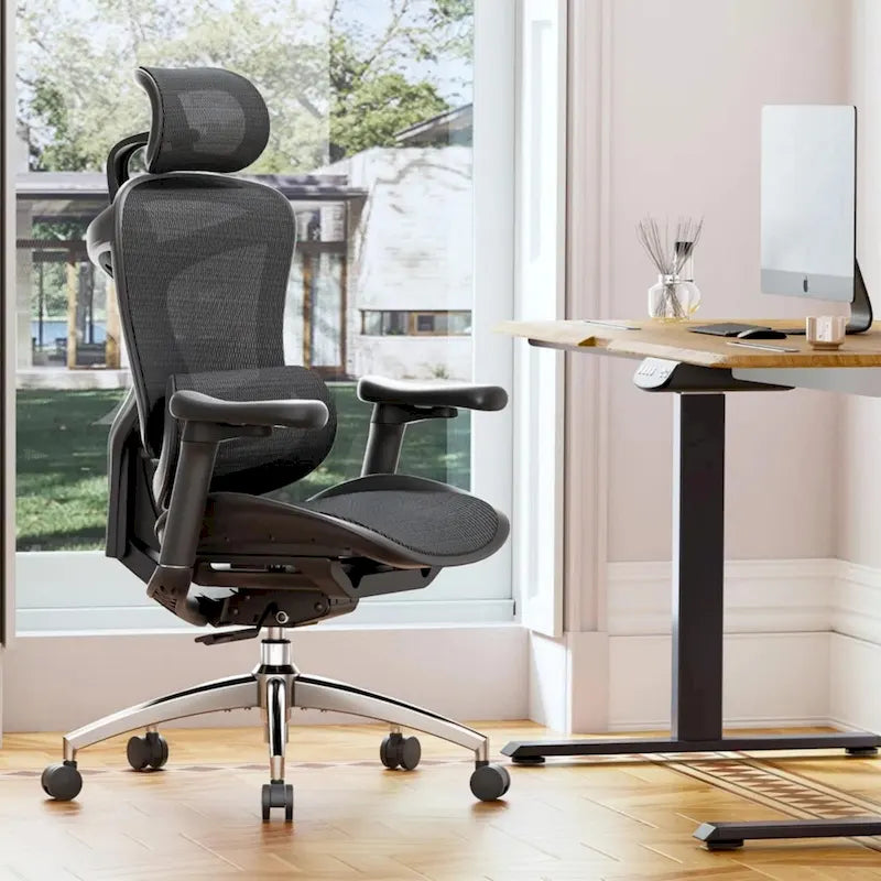 Ergonomic Ofiice Chair, Auto-Adaptive Lumbar Support, and 3D Linkage Armrests, Black - 78*70*125