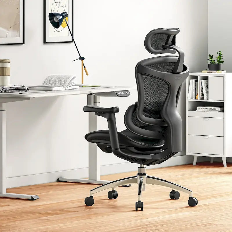 Ergonomic Ofiice Chair, Auto-Adaptive Lumbar Support, and 3D Linkage Armrests, Black - 78*70*125