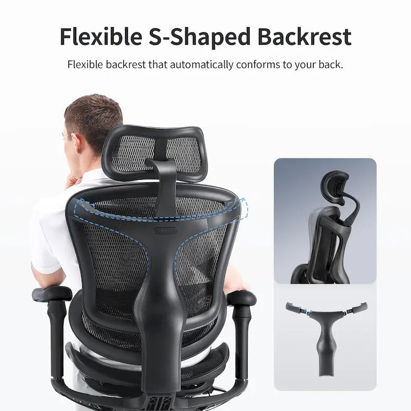 Ergonomic Ofiice Chair, Auto-Adaptive Lumbar Support, and 3D Linkage Armrests, Black - 78*70*125