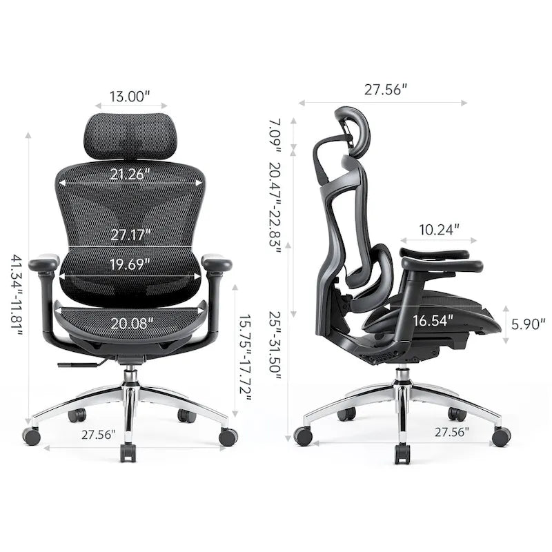 Ergonomic Ofiice Chair, Auto-Adaptive Lumbar Support, and 3D Linkage Armrests, Black - 78*70*125