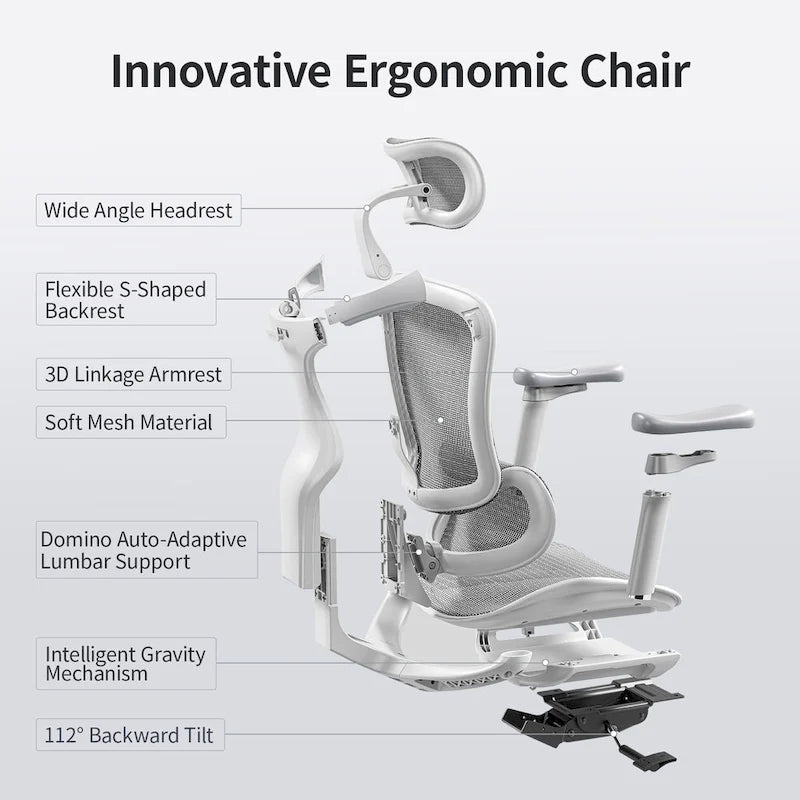 Ergonomic Ofiice Chair, Auto-Adaptive Lumbar Support, and 3D Linkage Armrests, Black - 78*70*125