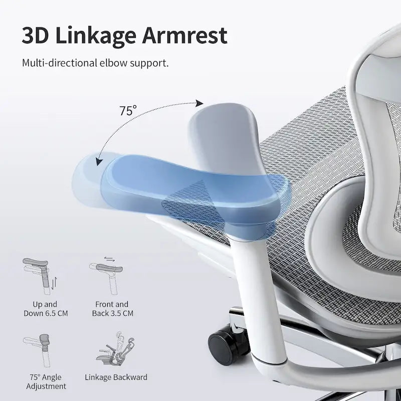 Ergonomic Ofiice Chair, Auto-Adaptive Lumbar Support, and 3D Linkage Armrests, Black - 78*70*125